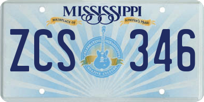 MS license plate ZCS346