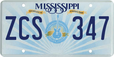 MS license plate ZCS347