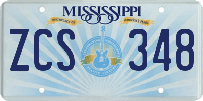 MS license plate ZCS348