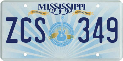 MS license plate ZCS349