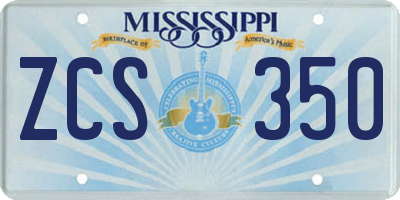 MS license plate ZCS350