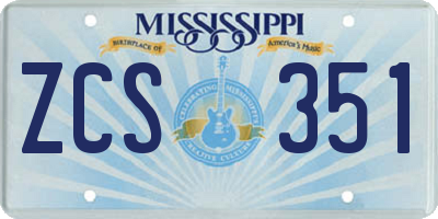 MS license plate ZCS351