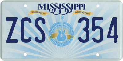 MS license plate ZCS354