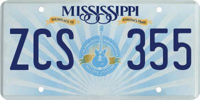 MS license plate ZCS355