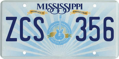 MS license plate ZCS356
