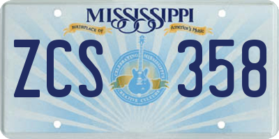 MS license plate ZCS358