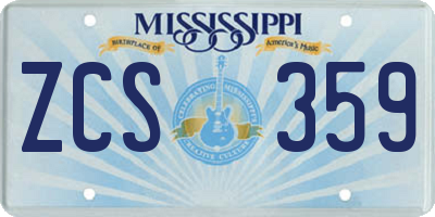 MS license plate ZCS359