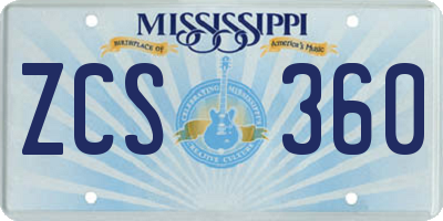 MS license plate ZCS360