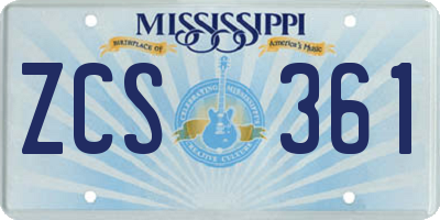 MS license plate ZCS361
