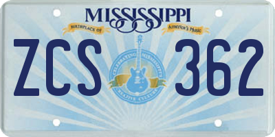 MS license plate ZCS362