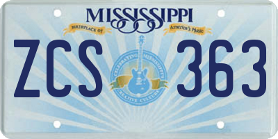 MS license plate ZCS363