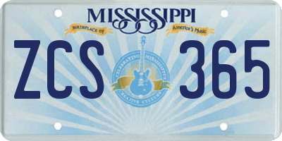 MS license plate ZCS365