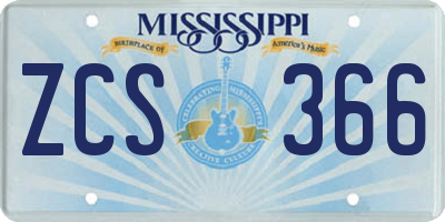 MS license plate ZCS366