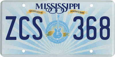 MS license plate ZCS368