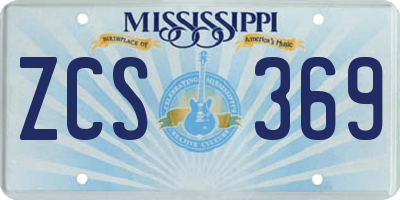 MS license plate ZCS369
