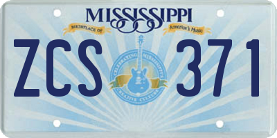 MS license plate ZCS371