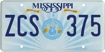 MS license plate ZCS375