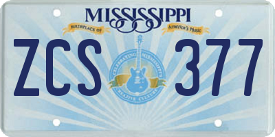 MS license plate ZCS377