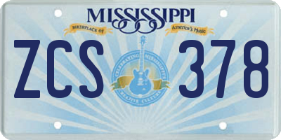 MS license plate ZCS378