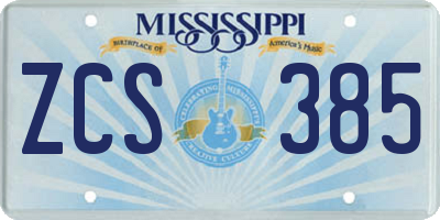 MS license plate ZCS385
