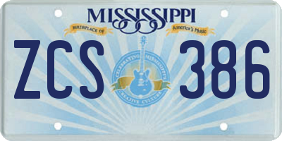 MS license plate ZCS386
