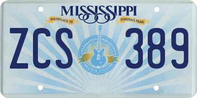 MS license plate ZCS389