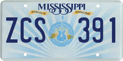 MS license plate ZCS391