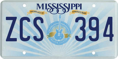 MS license plate ZCS394