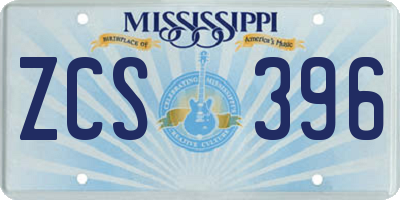 MS license plate ZCS396