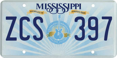 MS license plate ZCS397