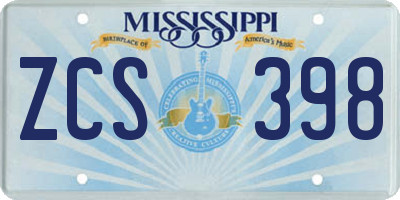 MS license plate ZCS398