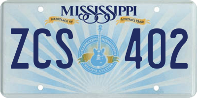 MS license plate ZCS402
