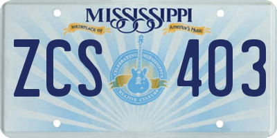 MS license plate ZCS403