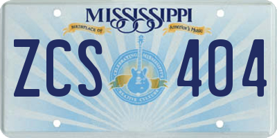 MS license plate ZCS404