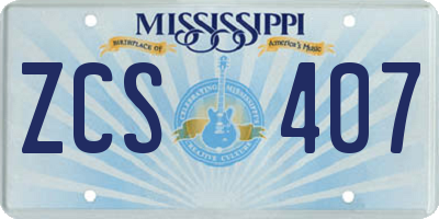 MS license plate ZCS407