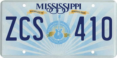 MS license plate ZCS410
