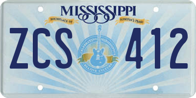 MS license plate ZCS412