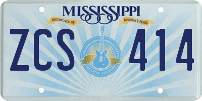 MS license plate ZCS414