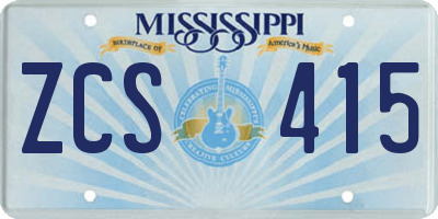 MS license plate ZCS415