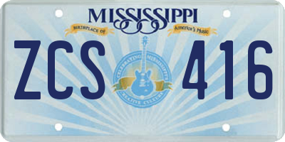 MS license plate ZCS416
