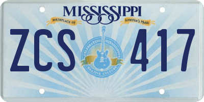 MS license plate ZCS417