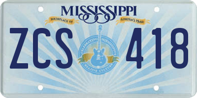 MS license plate ZCS418
