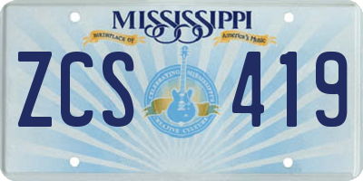 MS license plate ZCS419