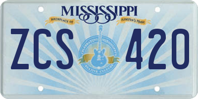 MS license plate ZCS420