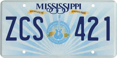 MS license plate ZCS421