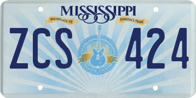 MS license plate ZCS424