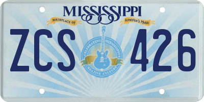 MS license plate ZCS426