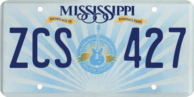 MS license plate ZCS427