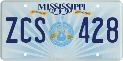 MS license plate ZCS428