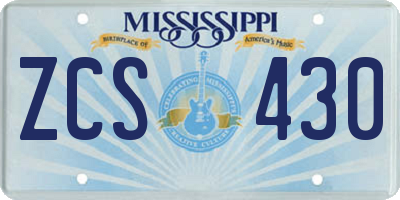 MS license plate ZCS430